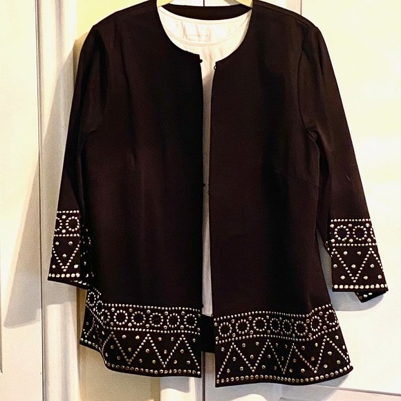 NEW Linnea by Louis Dell' Olio Dressy Black Decorated Cardi Jacket, Small NWT - Picture 2 of 14